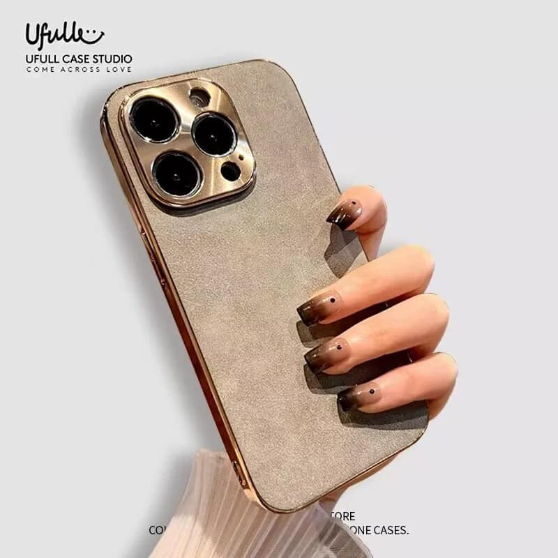 Electroplated Frame Leather Sheepskin case for iPhone