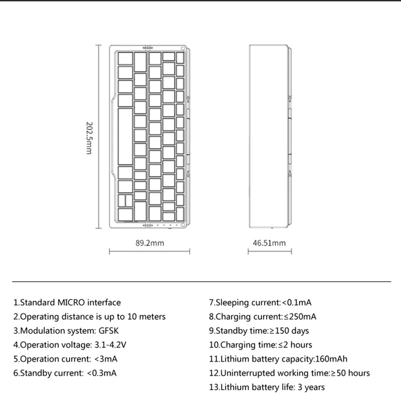 HB199 ultra-thin folding wireless three bluetooth keyboard