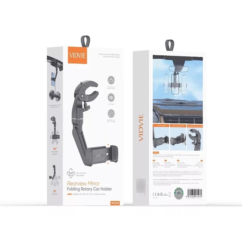 VIDVIE HC1524 Foldable Car Mount Holder with Rearview Mirror