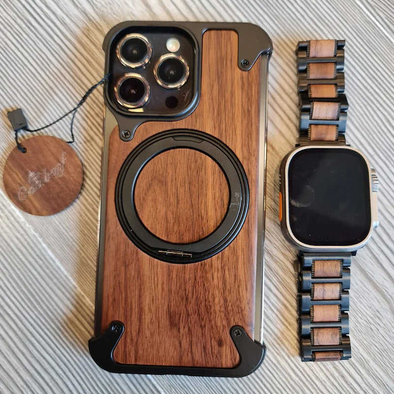 Package includes a wooden case in metal and a wonderful watch band.