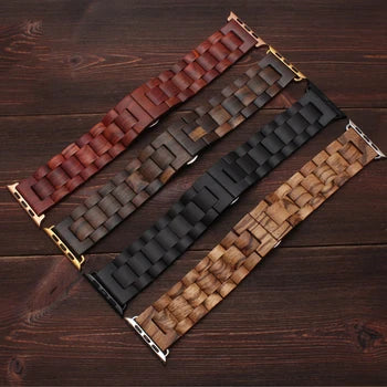 Wood Watch Band with Butterfly Buckle