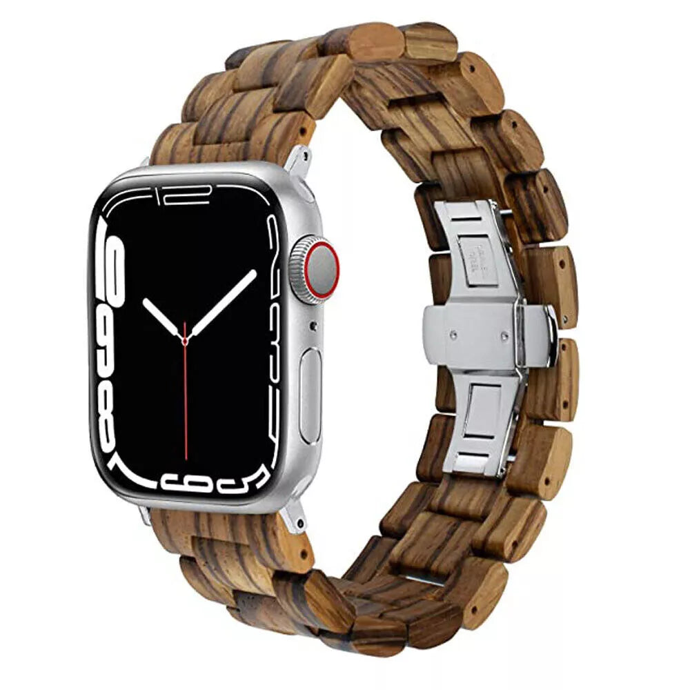 Wood Watch Band with Butterfly Buckle