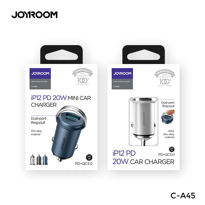 Joyroom C-A45 USB+Type-C with Dual-Port and Ring-Pull (PD+QC3.0) 20W