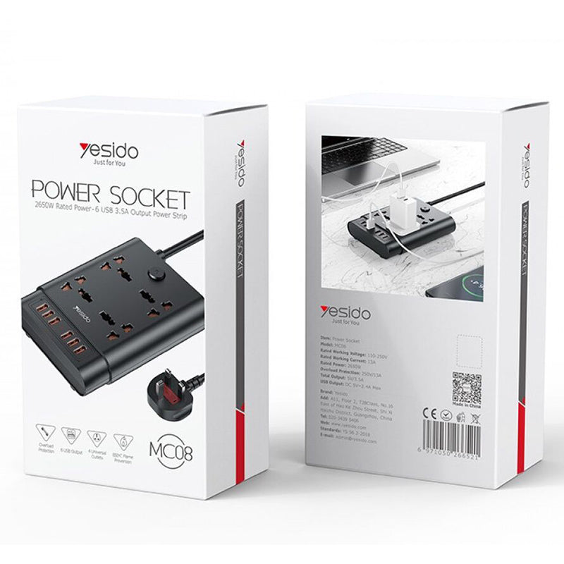 Yesido MC08 10 In 1 Power Socket Socketwith