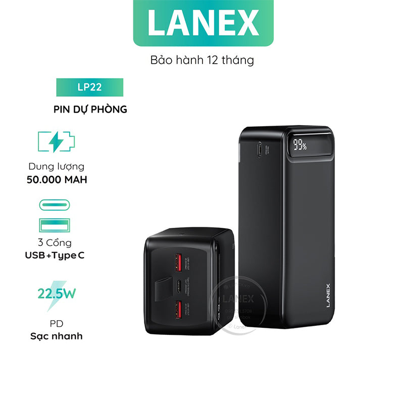 LANEX Lp22 Abs Power Bank 22.5w 50000mah